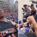 Moment Knicks fans climb structure to save reveler from apparent overdose during championship parade