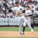 Ryan McMahon, who is now on the IL, makes a putout during a Yankees' game against the Reds this past weekend.