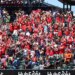 Norway fans take over a section in center field during a Mets-Cubs game at Citi Field on June 24, 2026.