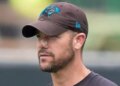 An image collage containing 1 images, Image 1 shows Panthers head coach Dave Canales watches practice on June 9, 2026