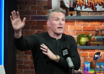 Pat McAfee is seen on his show