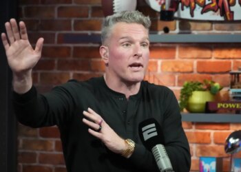 Pat McAfee is seen on his show