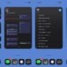 Four screenshots, lined up side by side, showing large full-sized widgets on an iPhone homescreen.