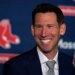 Craig Breslow smiling at his introduction as the Boston Red Sox chief baseball officer.