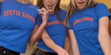 Taylor Swift, Alana Haim and Este Haim dancing after the Knicks pulled off the biggest win franchise history over the Spurs in Game 4 of the NBA Finals on Wednesday, June 10, 2026.