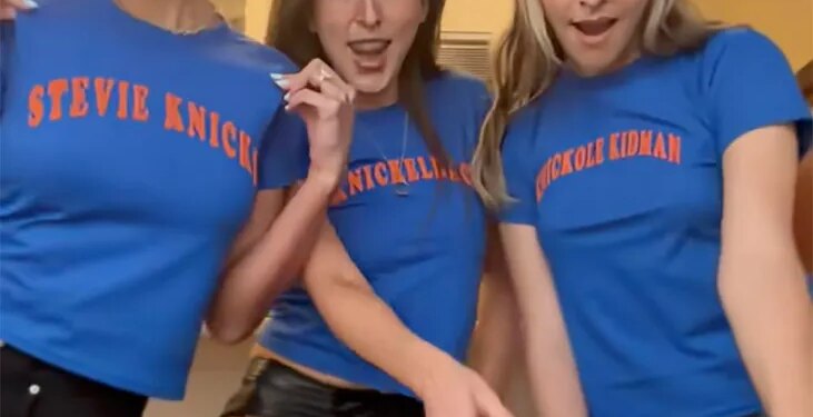 Taylor Swift, Alana Haim and Este Haim dancing after the  Knicks pulled off the biggest win franchise history over the Spurs in Game 4 of the NBA Finals on Wednesday, June 10, 2026.