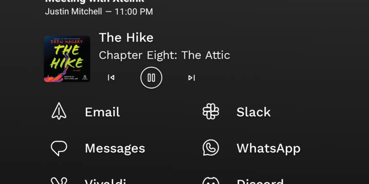 A square homescreen screenshot, showing an all-black background and several word icons.