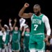 11/18/25: Jaylen Brown #7 of the Boston Celtics reacts after scoring in the second half at the Barclays Center in Brooklyn, New York on November 18, 2025.