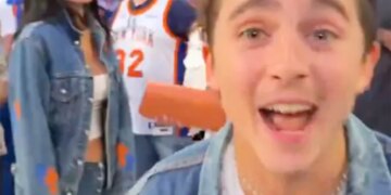 Actor Timothée Chalamet declared "Knicks in 5" after his hometown team pulled off a historic comeback to beat the Spurs 107-106 in Game 4 of the NBA Finals on Wednesday night.