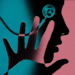 Illustration in overlapping silhouettes and soft gradient of a child and a stethoscope.
