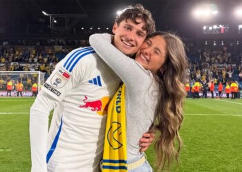 Brenden Aaronson with his now-wife Milana in an undated Instagram photo.