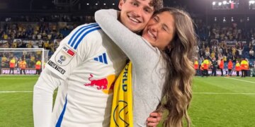 Brenden Aaronson with his now-wife Milana in an undated Instagram photo.