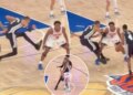 Victor Wembanyama lunges at OG Anunoby's leg in NBA Finals Game 4