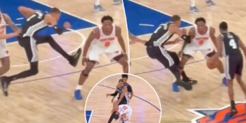 Victor Wembanyama lunges at OG Anunoby's leg in NBA Finals Game 4