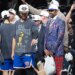Jalen Brunson and Walt Frazier of the New York Knicks celebrate after winning the NBA Finals.