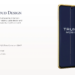 Screenshot showing the T1 Phone on the Trump Mobile website, listing “American-proud design”