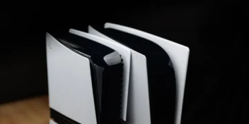 The PS5 Pro and the original PS5 next to each other.