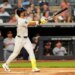 José Caballero belts a solo homer in the fourth inning of the Yankees' 5-4 loss to the Guardians on June 3, 2026 at the Stadium.