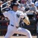 Yankees highly touted prospect throws a pitch during spring training.