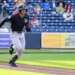George Lombard Jr., running the bases during a Triple-A game earlier this season, "sprained a couple fingers" after  jamming his left hand into a base stealer while covering second base during Tuesday's game.
