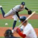 New York Yankees pitcher Cam Schlittler (31) throws a pitch during the first inning.