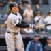 New York Yankees right fielder Aaron Judge (99) hits a walk-off two-run home run in the 9th inning against the Tampa Bay Rays.