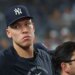 Aaron Judge in the Yankees' dugout during their loss to the Tigers on June 30, 2026.