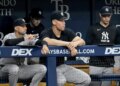 Jake Hirst and Aaron Judge in the dugout.