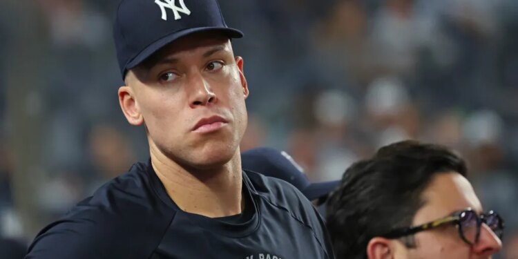 A dejected Aaron Judge looks on during the Yankees' ugly 9-3 loss to the Tigers on June 30, 2026 at the Stadium.