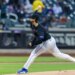 New York Mets pitcher Clay Holmes (35) throws a pitch in the first inning against the Athletics.