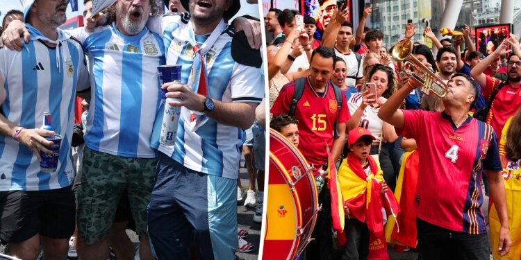 Argentina, Spain soccer fans flood New York ahead of World Cup final