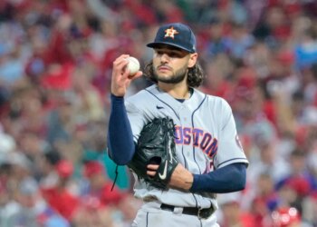 Houston Astros pitcher Lance McCullers Jr. reacts on the mound.