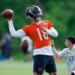 Jun 11, 2026; Lake Forest, IL, USA; Chicago Bears quarterback Caleb Williams (18) looks to pass the ball during Minicamp at Halas Hall.