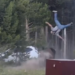 A bison flipping a man into the air at Yellowstone National Park.