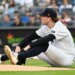 Yankees pitcher Cam Schlittler reacts after giving up a two-run home run.