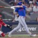 Carson Benge belts a two-run homer in the eighth inning of the Mets' loss to the Blue Jays on July 1, 2026 in Toronto.