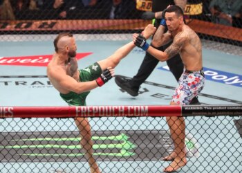 Conor McGregor suffered a serious injury during his bout with Max Holloway at UFC 329 at T-Mobile Arena on July 11, 2026 in Las Vegas, Nevada.