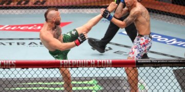 Conor McGregor suffered a serious injury during his bout with Max Holloway at UFC 329 at T-Mobile Arena on July 11, 2026 in Las Vegas, Nevada.