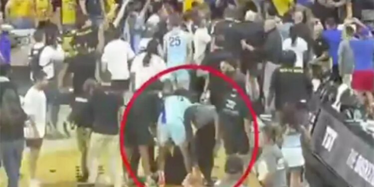 Maggie Gehring, a content creator for Kansas alumni team, JHX Hoops said she spent the night in the emergency room for injuries she sustained in a on-court brawl after the team's 64-59 victory over Wichita State's AfterShocks in The Basketball Tournament (TBT) on Monday, July 27, 2026.
