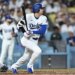 Shohei Ohtani rips an RBI double during the Dodgers' 7-6 loss to the Mariners on July 28, 2026 in Los Angeles.