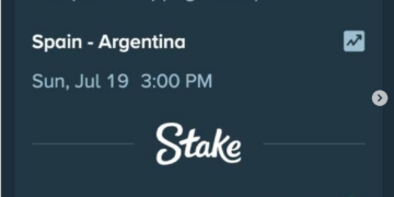 A betting slip showing a stake of $1,500,000 on Argentina to win against Spain, with a potential payout of $5,175,000.