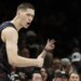 Egor Dëmin, celebrating during a game last season, says he's looking to build a connection with Mikel Brown, the Nets' 2026 top pick and his other teammates at the upcoming NBA Summer League.