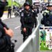 Collage of security personnel in Mexico and the England national football team.