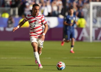 Tyler Adams, heading up field during USMNT's win over Herzegovina, says the team has great respect for Belgium, who plays "attacking football."