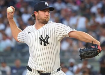 Gerrit Cole allowed just two runs over five hard-fought innings to help lead the Yankees to a 5-2 win over the Twins on July 3, 2026 at the Stadium.