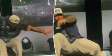 Giants' Cam Skattebo botches backflip at Fanatics Fest in worrying scene