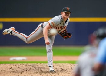 San Francisco Giants pitcher Logan Webb on the mound.