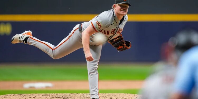 San Francisco Giants pitcher Logan Webb on the mound.
