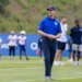 New York Giants coach Brian Daboll observing practice at camp.