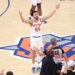 New York Knicks guard Landry Shamet reacting after hitting a 3-point shot in Overtime.